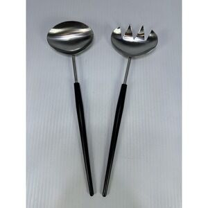 Vintage Nasco Salad Server 13" Fork Spoon Stainless Japan MCM Danish Style